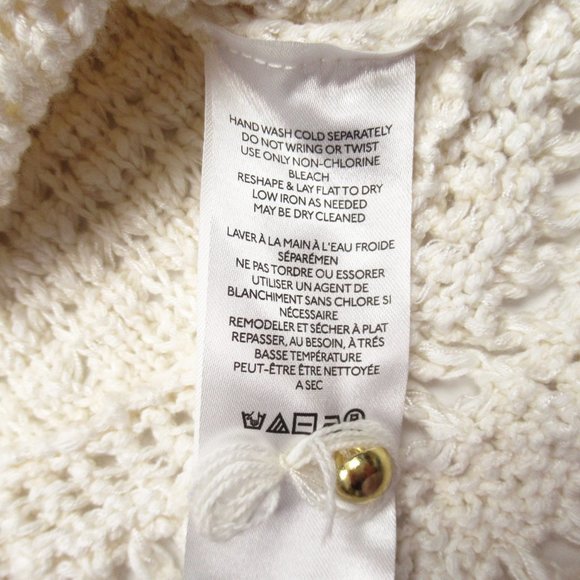 By Anthropologie Flutter-Sleeve Crochet Sweater Top - Medium - Picture 9 of 11